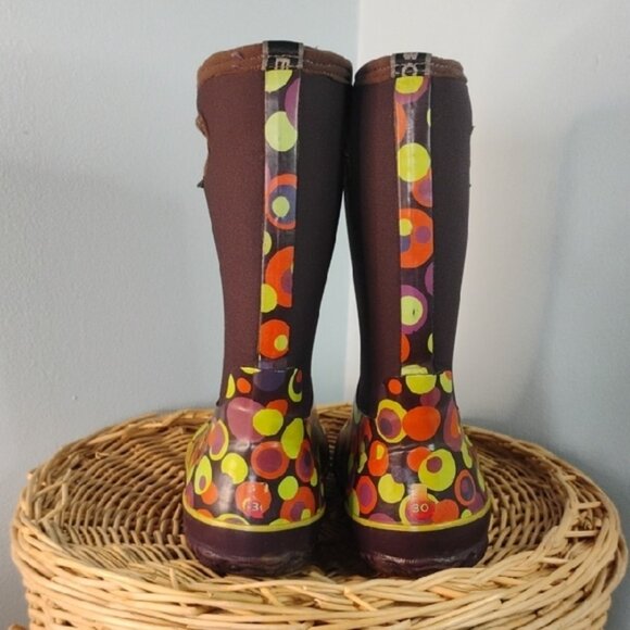 BOGS Colorful Circle Insulated Waterproof Rain Boots Brown Multicolor Size 6 - Picture 7 of 9